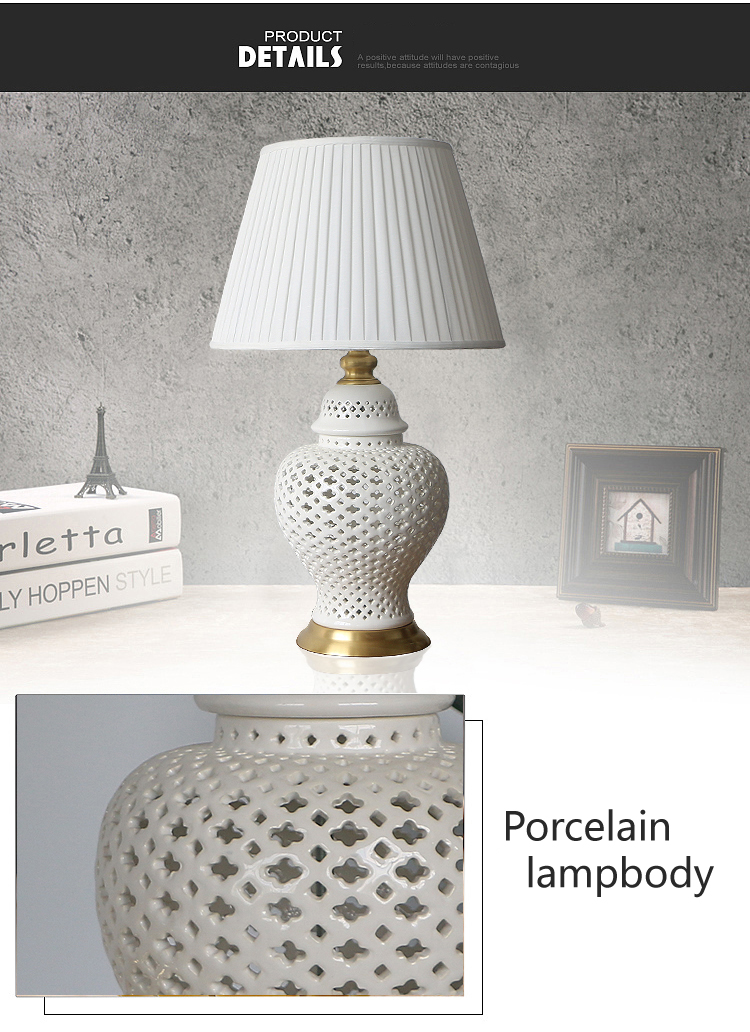 Jingdezhen porcelain bedside table lamp ceramic decor for hotel bedroom and living room