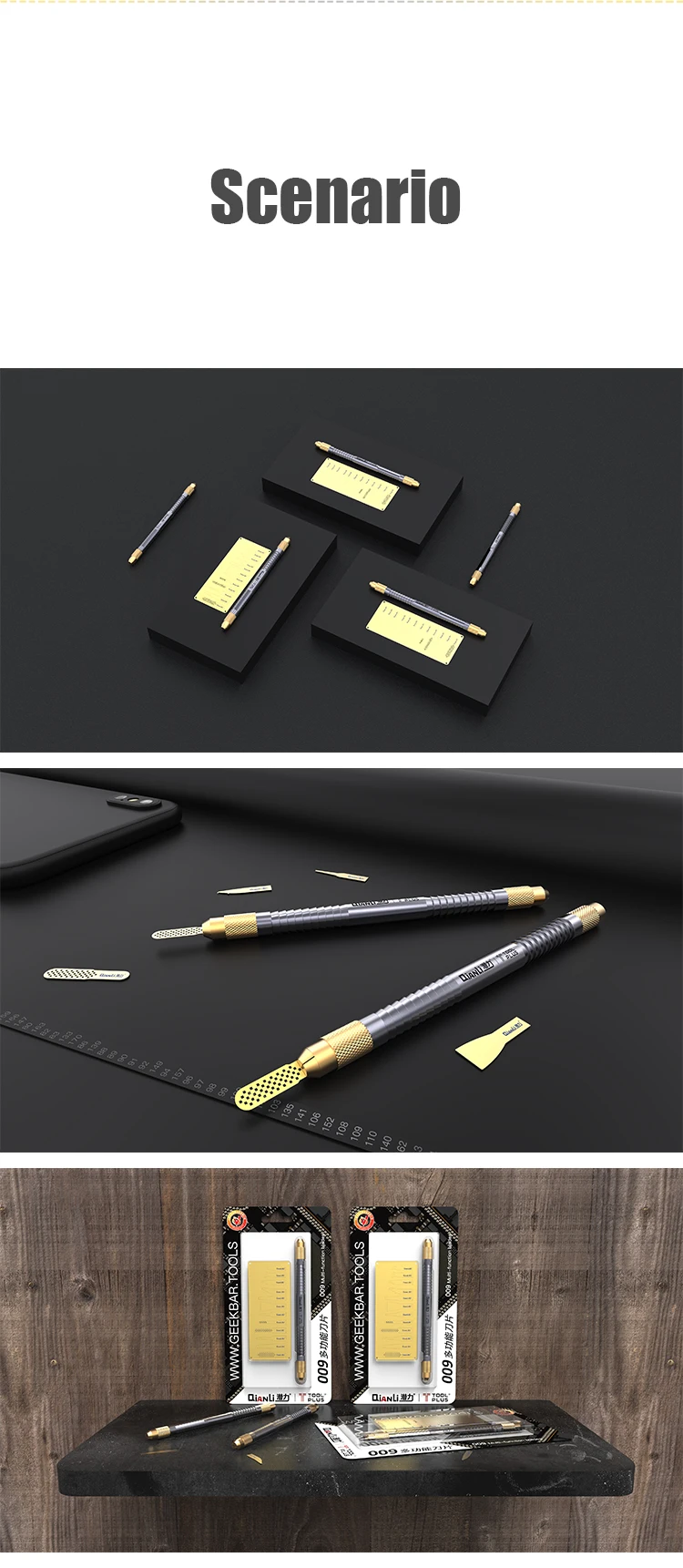 QianLi 009 Original multifunctional knife for iPhone repair CPU IC Chip Glue Remove Thin blade Motherboard Repair Tool set
