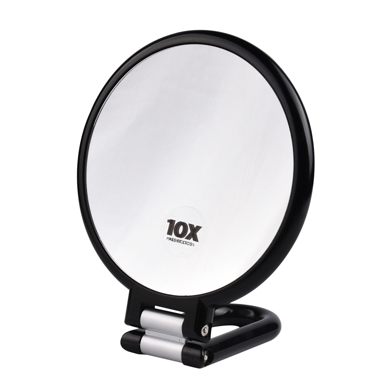 High quality 23.5*14*1cm ABS double-side hand make up vanity mirror cosmetic standing handheld mirror