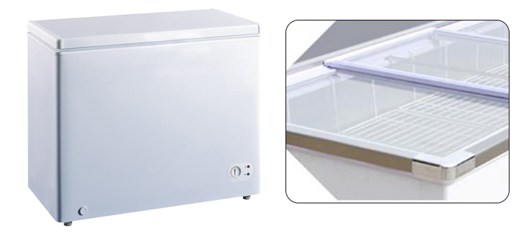 Commercial high efficiency chest freezer horizontal freezer with lock