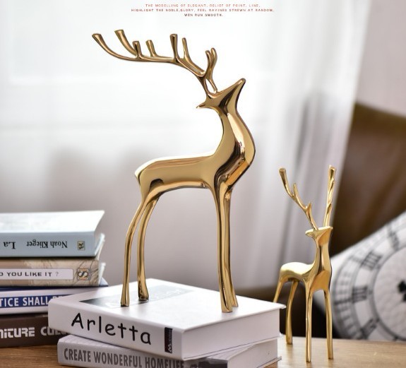 Ornement De Cerf Vintage En Laiton, Figurine De Noël Ton Or