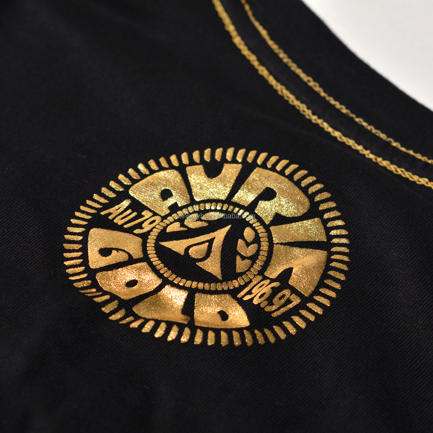 金色印花烫印男士 t恤柔软棉质衬衫新设计高品质印花标志