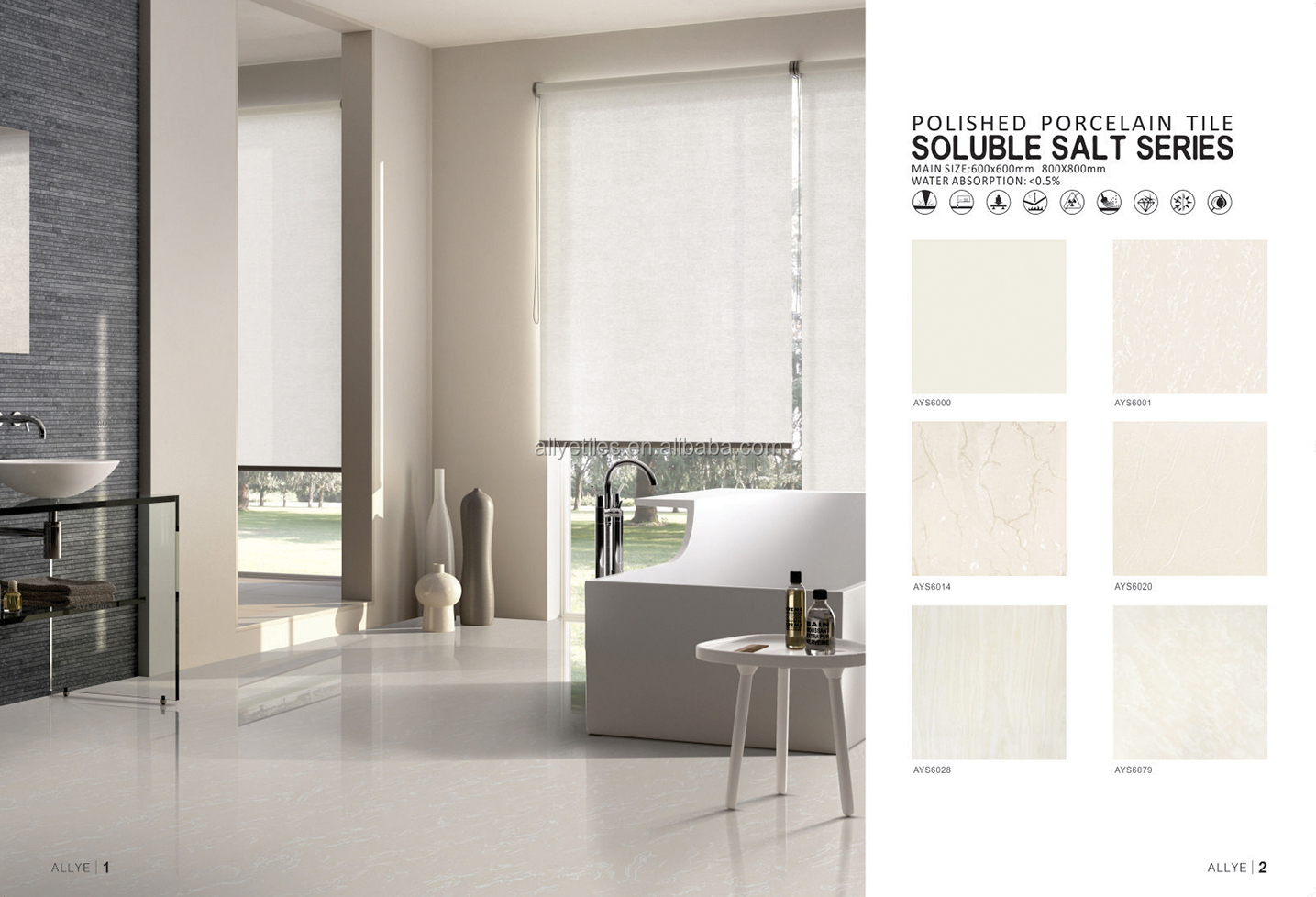 POLISHED PORCELAIN WHITE IVORY 600X600