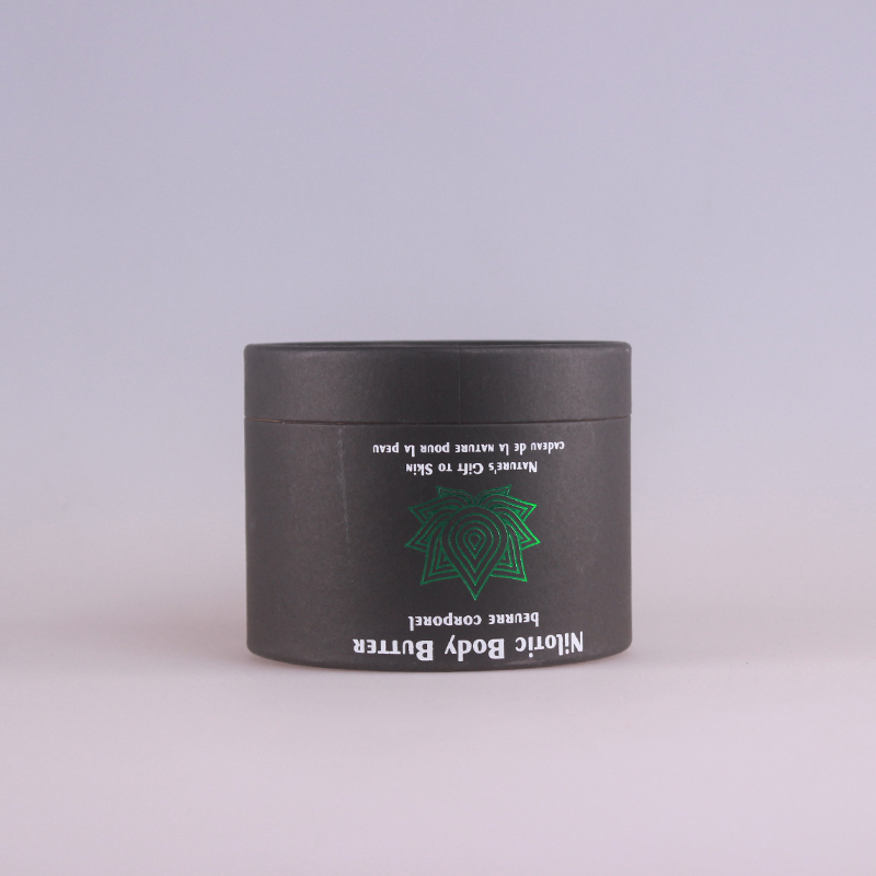 Recyclable makeup gold foil black paper tube packaging cosmetic round box/jar /container