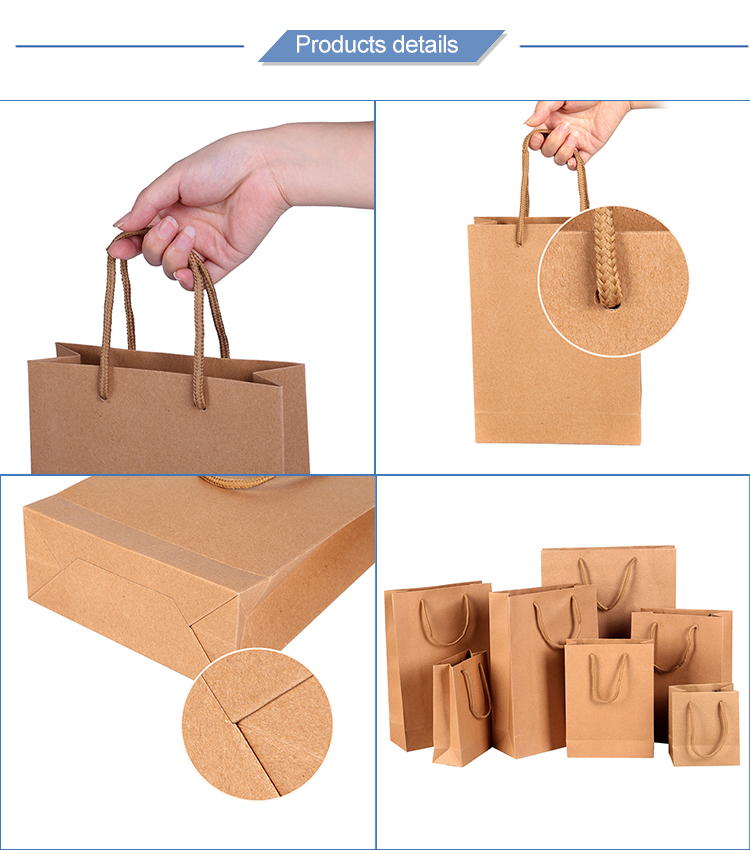 Custom shopping brown kraft paper bags with your own logo