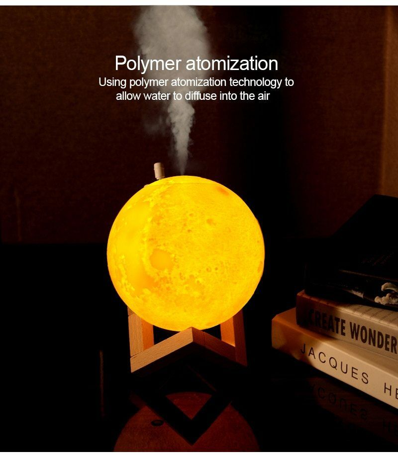 3D Moon Lamp Moonlight Humidifier with 3 Color Changing Night Light USB Air