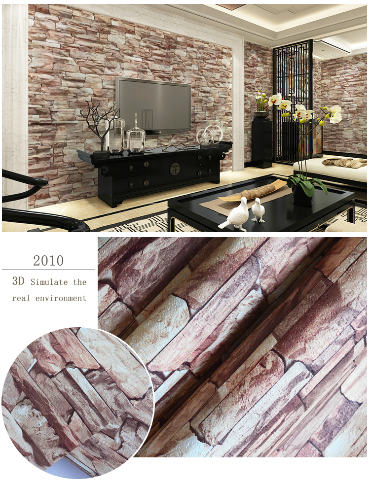 Best quality promotional different color 3d brick wallpaper for home and living room 0.61*10M