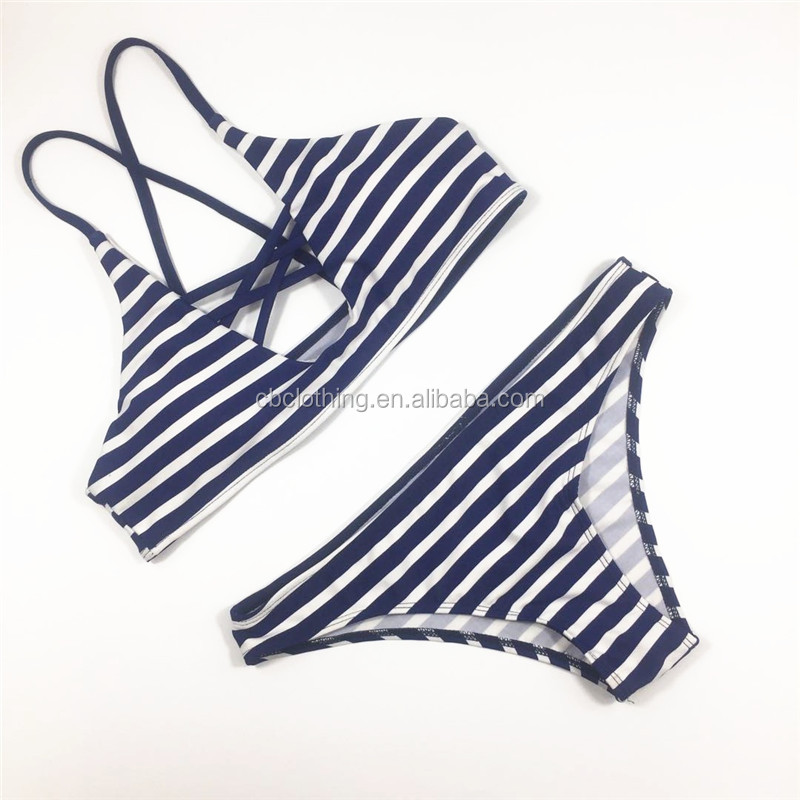 Fashion hot sexy strip Printed young girl bikini swimwear