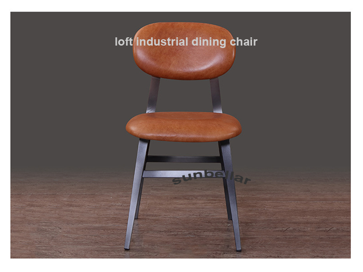 loft industrial furniture chair genuine leather vintage dining chair metal Aron luxury dinning chair for restaurant