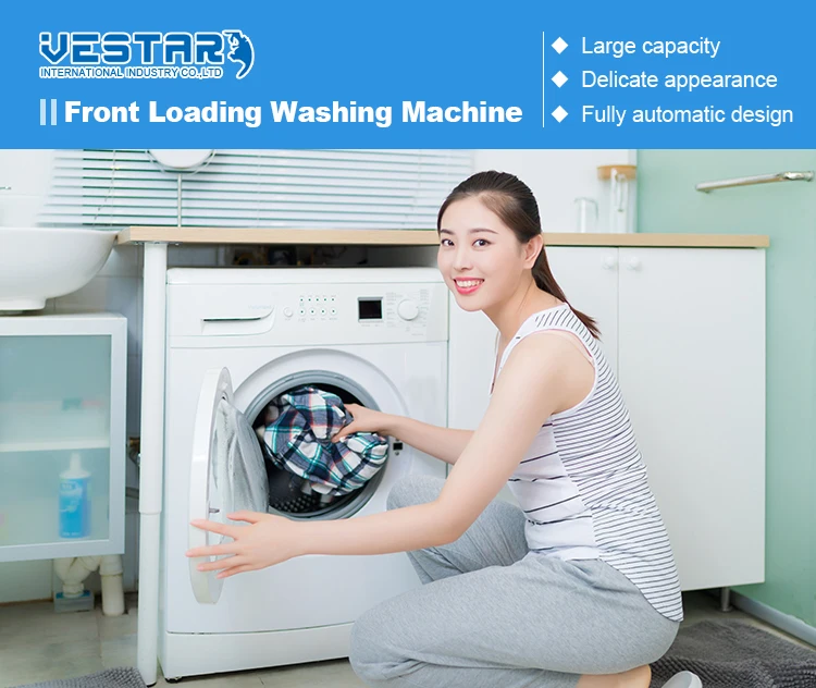Big Capacity white color front loading energy saving household washing machine