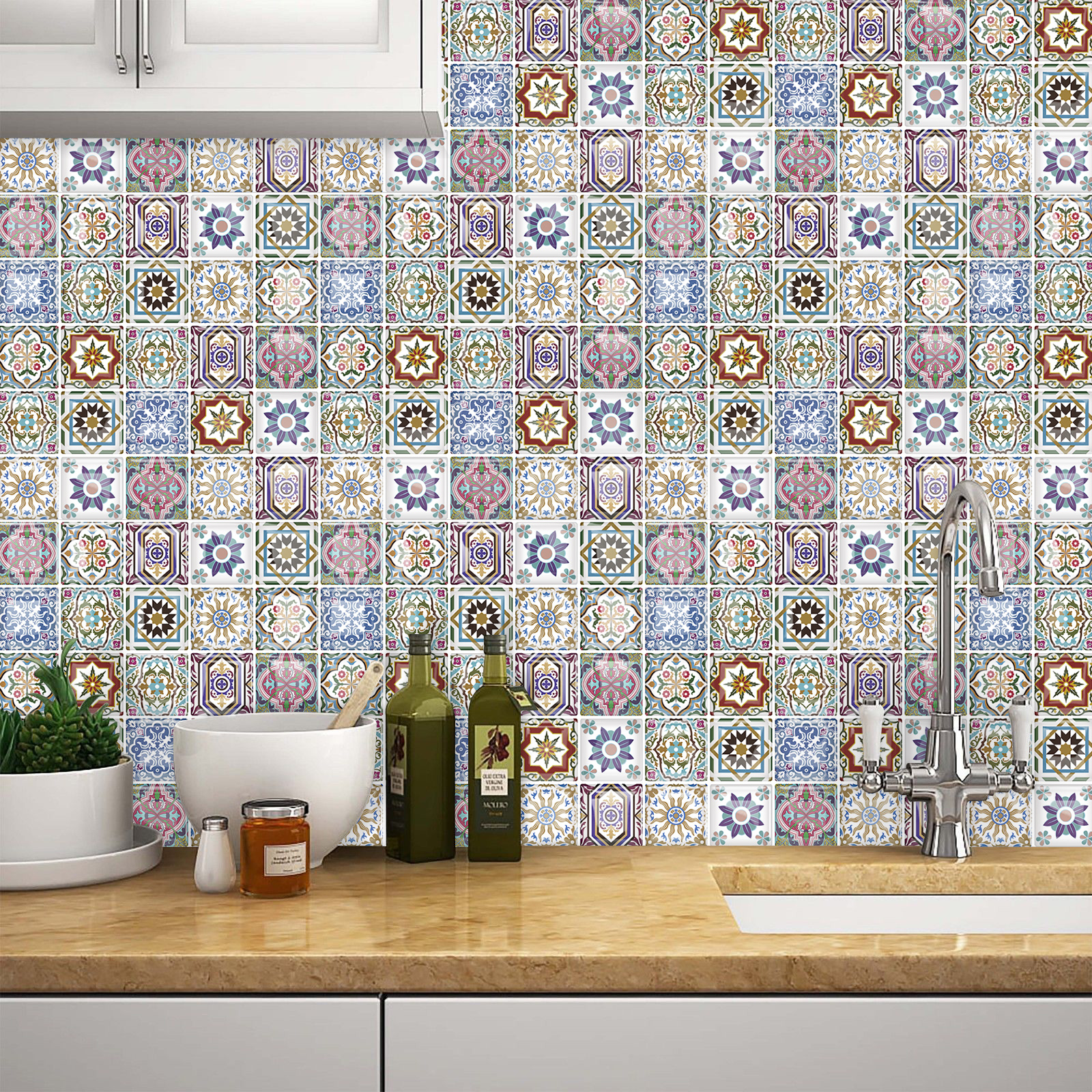 Spanish Assorted 10" x 10" PVC Peel and Stick Field Tile