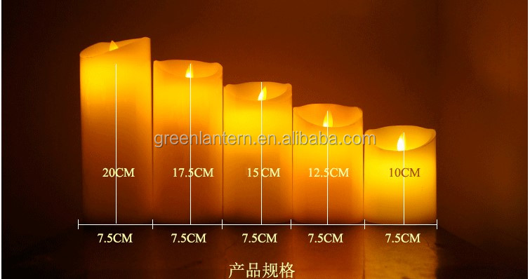Set di 3 pezzi LED pilastro candela rossa cera tremolante candele senza fiamma c