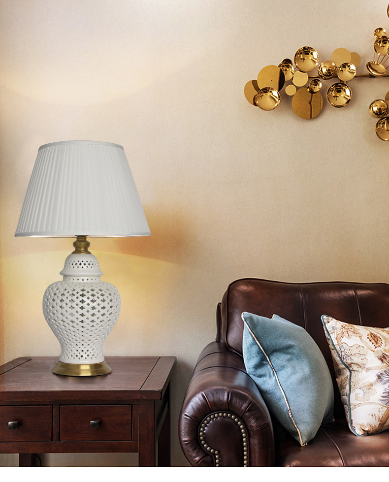 Jingdezhen porcelain bedside table lamp ceramic decor for hotel bedroom and living room