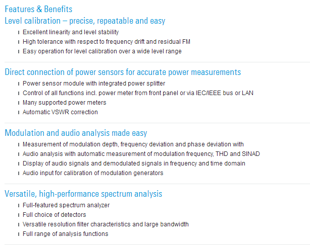 R&S FSMR43 Measuring Receiver All-in-one calibration of signal generators and attenuators 20 Hz to 43 GHz