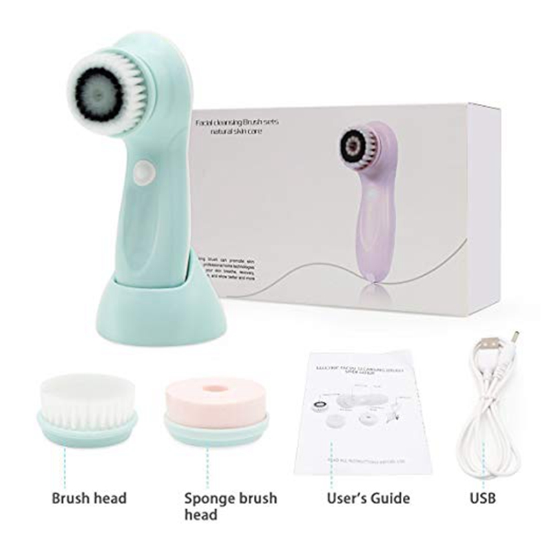 Konka-brosse électrique de nettoyage du visage étanche, avec 2 vitesses, pour les soins de la peau, système de gommage exfoliant, avec support de rangement