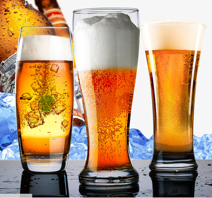 Thin Tall Glass Beer Mug Clear Customized Logo Print Frosted Laser Beer Mug