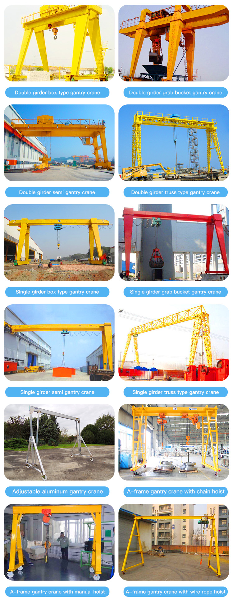 Customized design 20 ton 30 ton 60 ton double girder gantry crane with