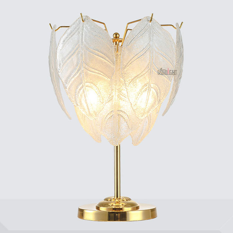Modern luxury glass table lamp wedding heart-shaped leaf lighting for hotel and bedroom bedside