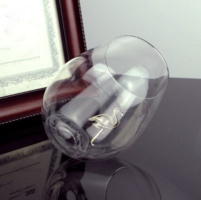 Wholesale Machine Blown Stemless Wine Whiskey Glass With Customized Metal logo