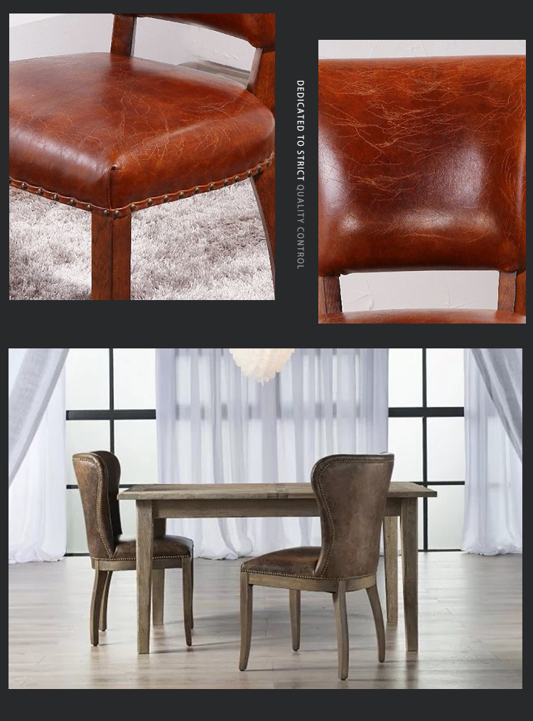 Fashion leather wood chair elegant dining chair high back armless diner chair