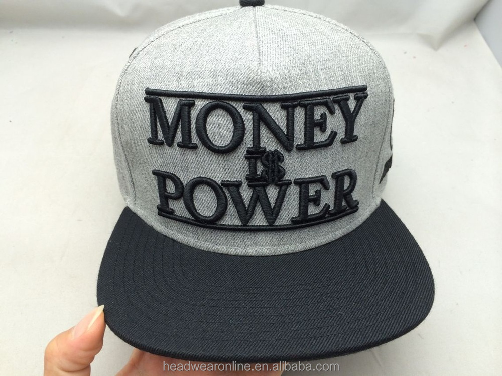Custom 50% wool snapback hat with 3D embroidery