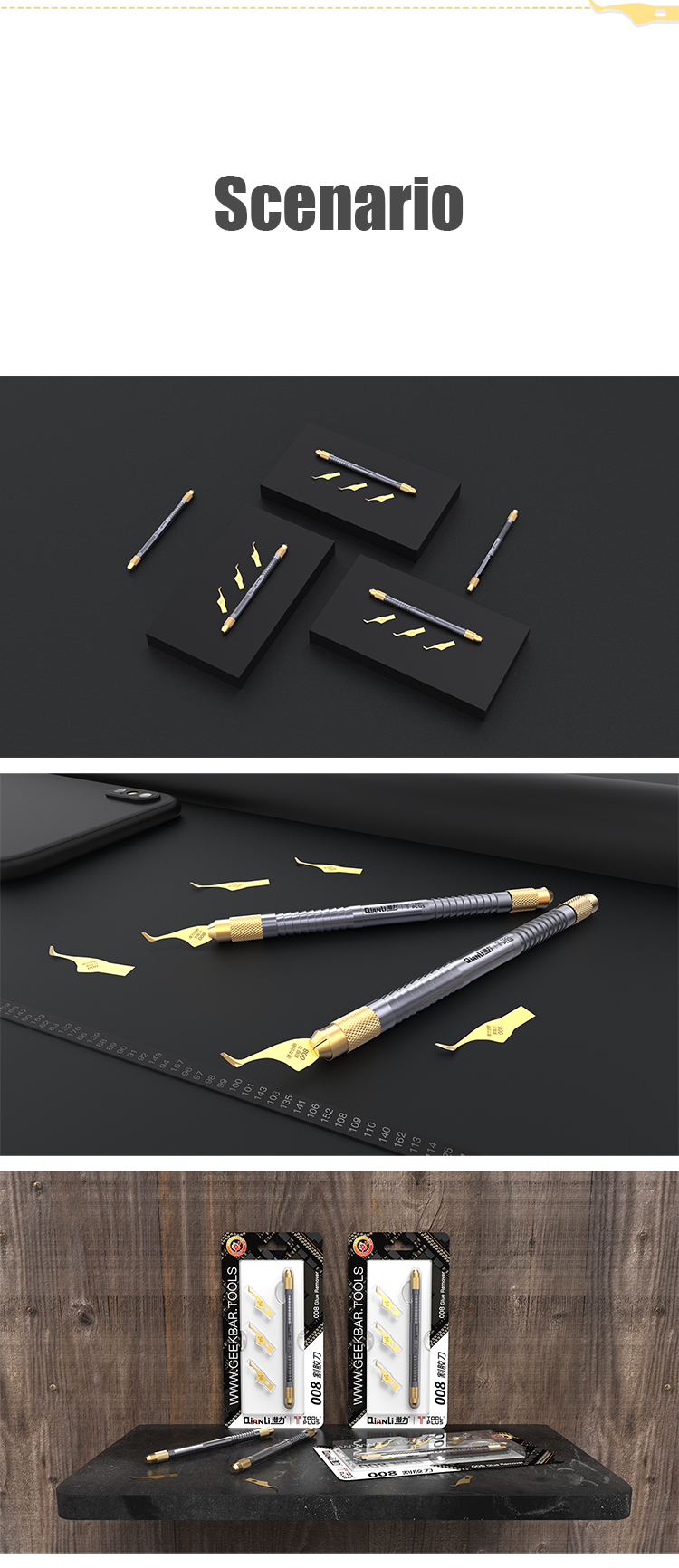 QianLi 008 Remove Glue Knife CPU Double Knife Side Glue Cleaner Flexible Thin Blade Knife for repairing