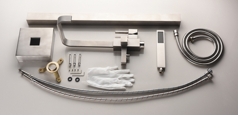 UK Bathroom Brushed Nickel Floor Mount Free Standing Bathtub Tap Faucet Shower System Set