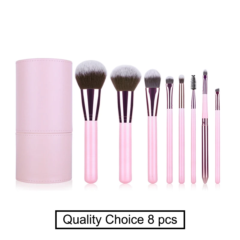 JAFON Professional High Quality Low Cost White 8 pcs Gray Hair Makeup Brush Set With PU Tube Packing