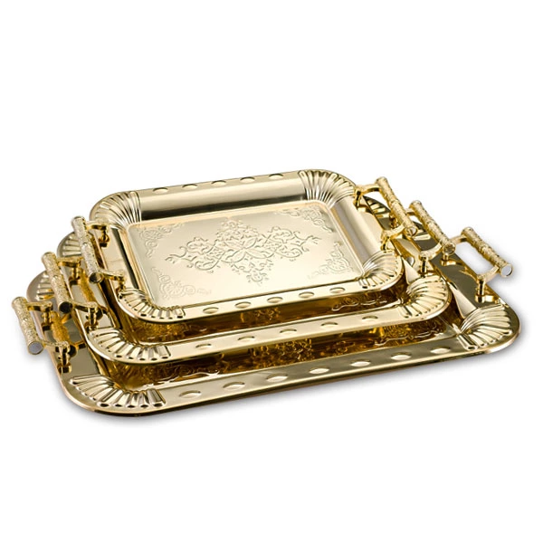 Stainless Steel Rectangle Charger Plater with Classical Design