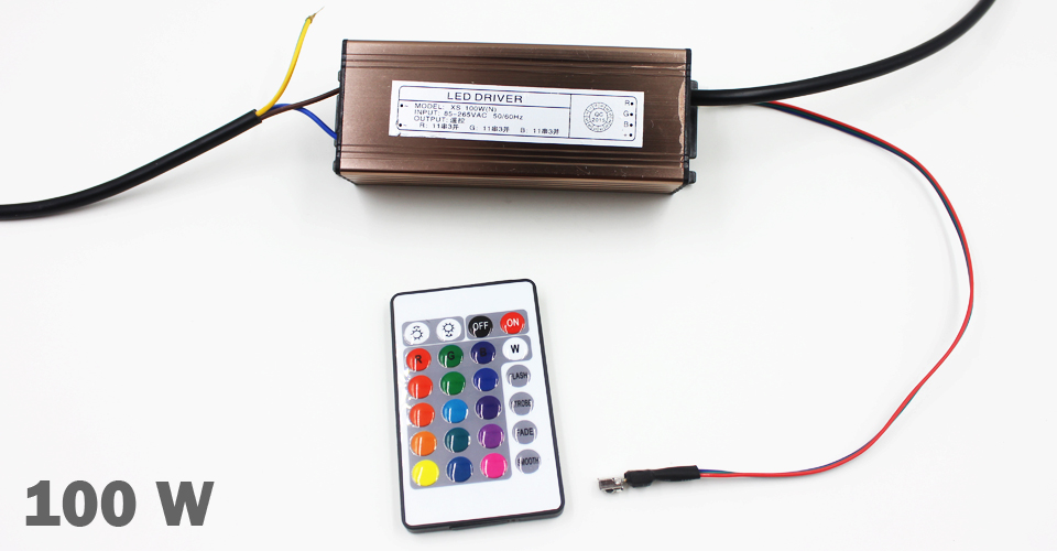 10-100W LED Driver AC85-265V DC25-38V Power Supply Waterproof IP66 Led Transformers + RGB Remote Controller for Led Light DIY