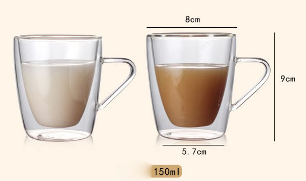 borosilicate drinking double wall glass coffee cups Insulated Coffee Mug Double Wall Glass with LFGB