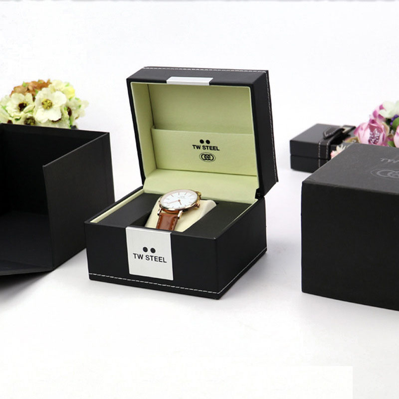 luxury leather handmade black watch packaging boxes custom logo/bulk watch boxes
