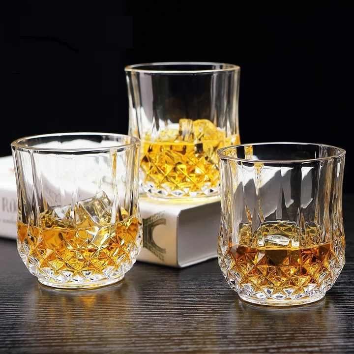 Factory Wholesale 10oz Classical Engraved Whiskey Glass Cup High White Glass