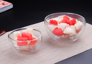 Haonai Insulated Double wall Salad Dessert Fruit Glass Bowl.