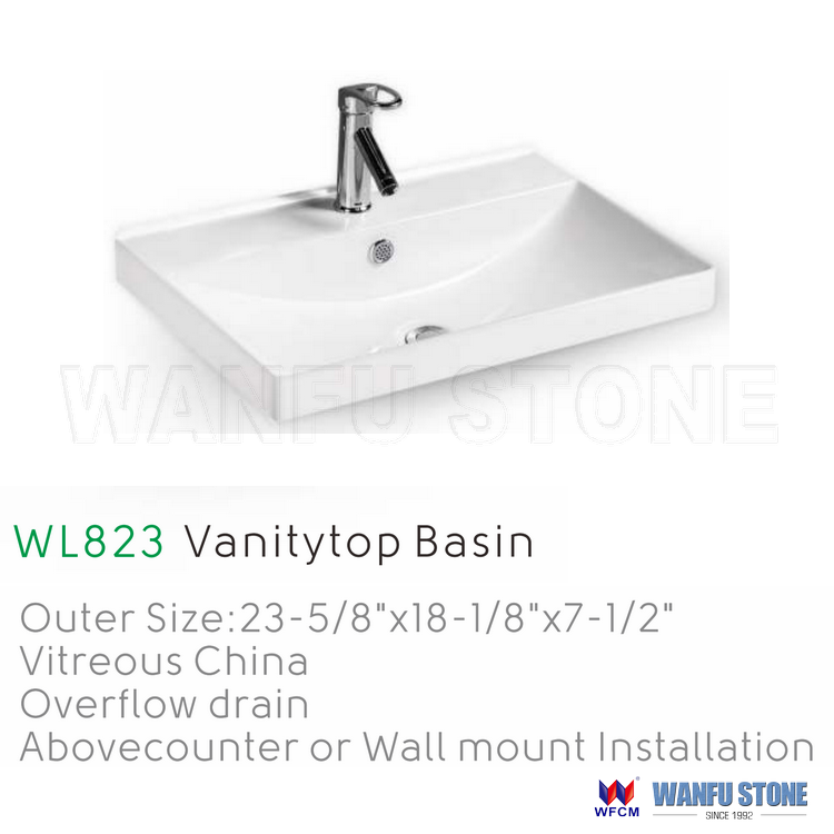 Vanitytop Basin With Faucet Hole Ceramic Sink WL-823