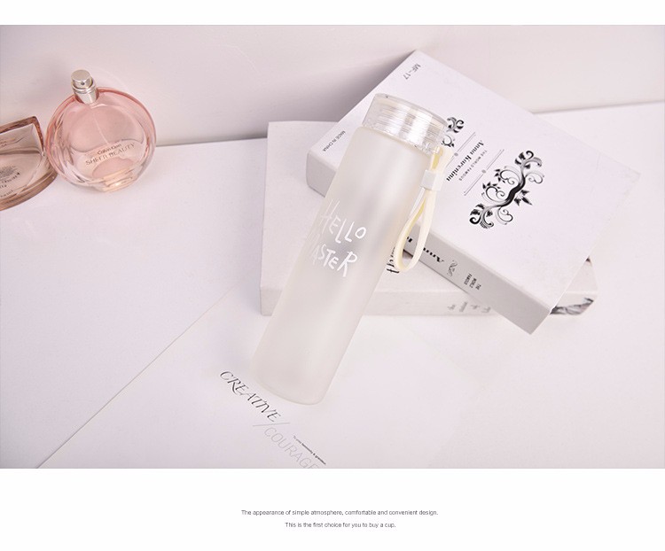 Wholesale wide mouth glass water bottle  glass bottle frosted glass beverage bottle