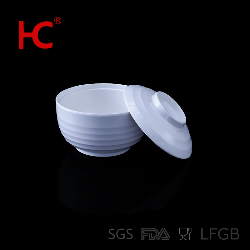 High quality texture serving bowls with lids 100% melamine serving bowl with cover