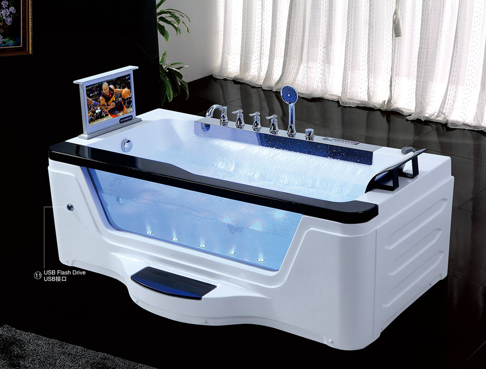 Glass Front 7 Color Air Lights Jetted Bathroom Freestanding  Acrylic Massage Whirlpool Bathtubs