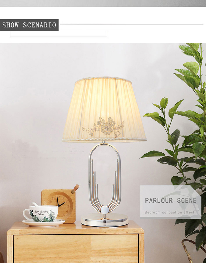 Hotel decoration engineering lamp LED table lamp Modern bedroom bedside metal+cloth lampshade table lamp