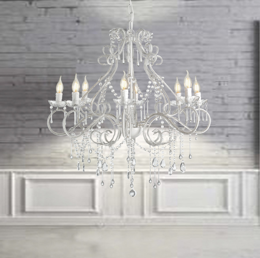 Marie therese 8 light white acrylic crystal chandelier pendant lights
