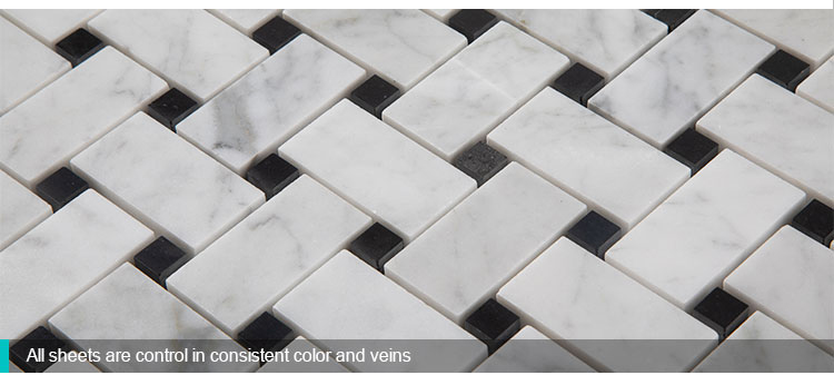 White Stone Carrara Basketweave Marble Mosaic Tile for Bathroom