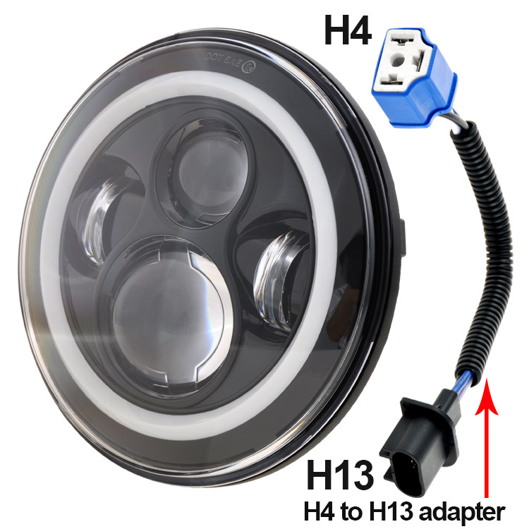 7 Inch 45W H4 LED Headlights With Angle Eyes For Lada 4x4 Urban Niva defend 90/110 Defender