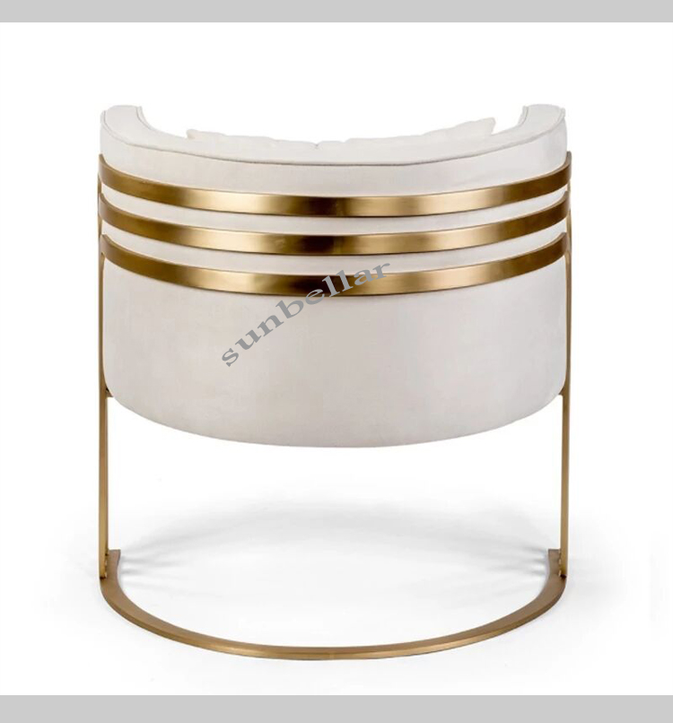 modern design white velvet accent chair with gold stainless steel frame  fancy armchairs for living room hotel clubs cafe shop