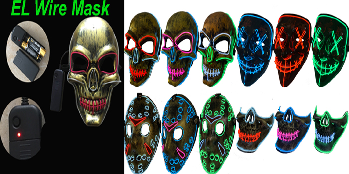 High quality Halloween Party Cosplay Props LED Light up Rave Mask Flashing Sound Activated EL Panel mask for DJ,Club,Halloween