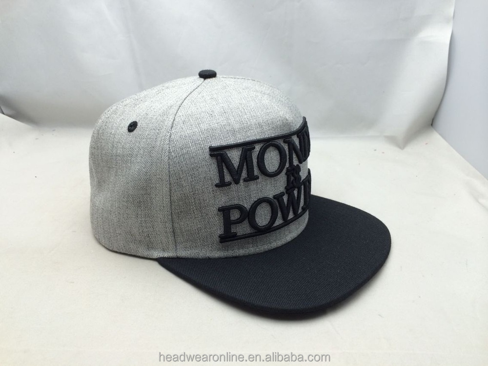 Custom 50% wool snapback hat with 3D embroidery