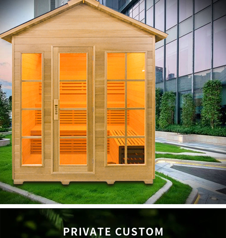 Outdoor hemlock steam sauna room