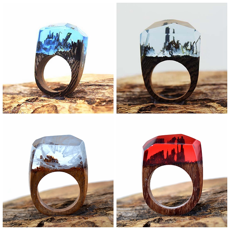 Ringos de madeira anéis de madeira, floresta negra Fangorn Parts Tree Film Resin Wood Ring de madeira