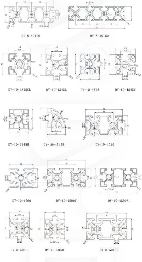 वर्ग संरचना 6463 वी स्लॉट एल्यूमिनियम प्रोफाइल औद्योगिक 4040 6