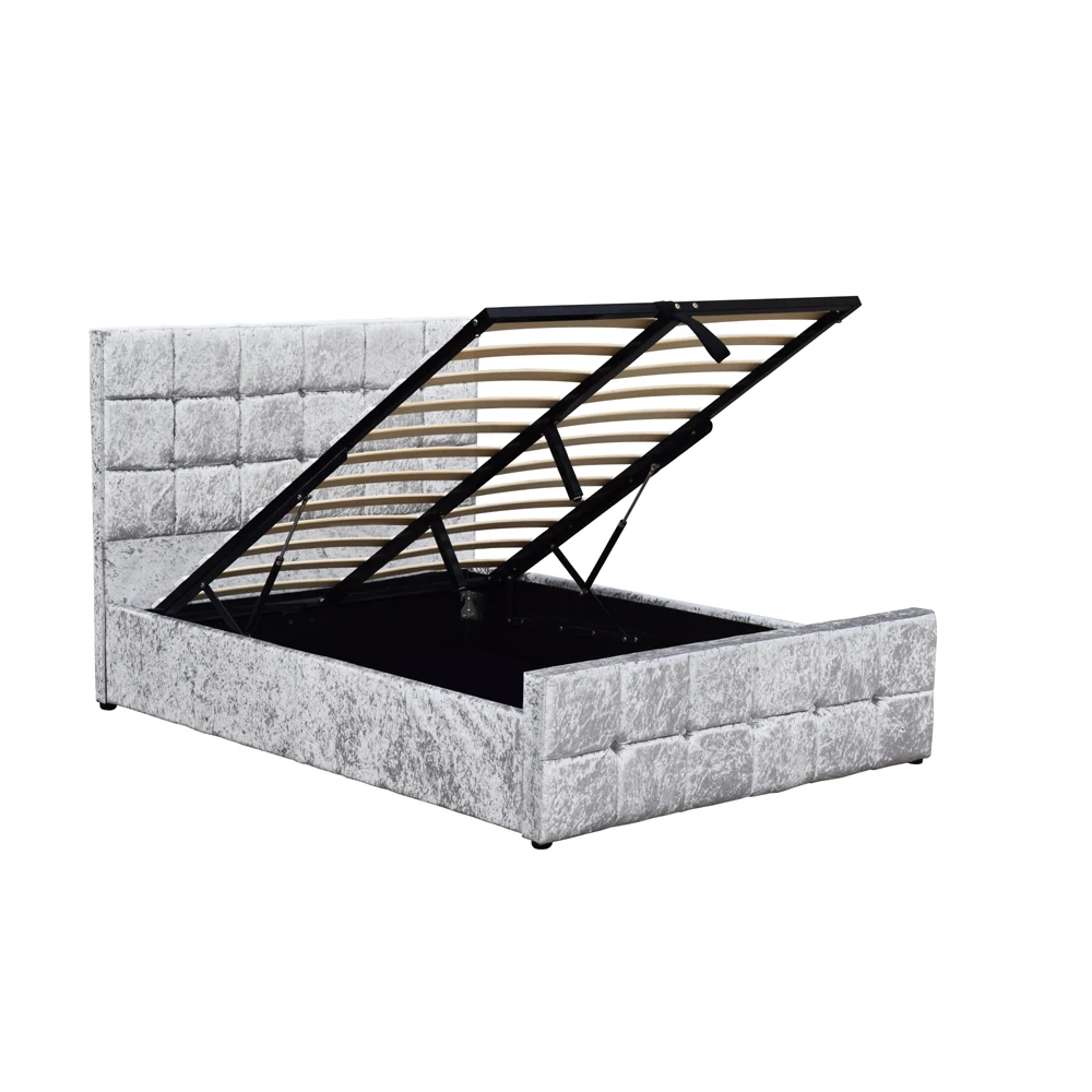 Room Furniture Luxury Fabric Lift Up Storage Bed In Double Size