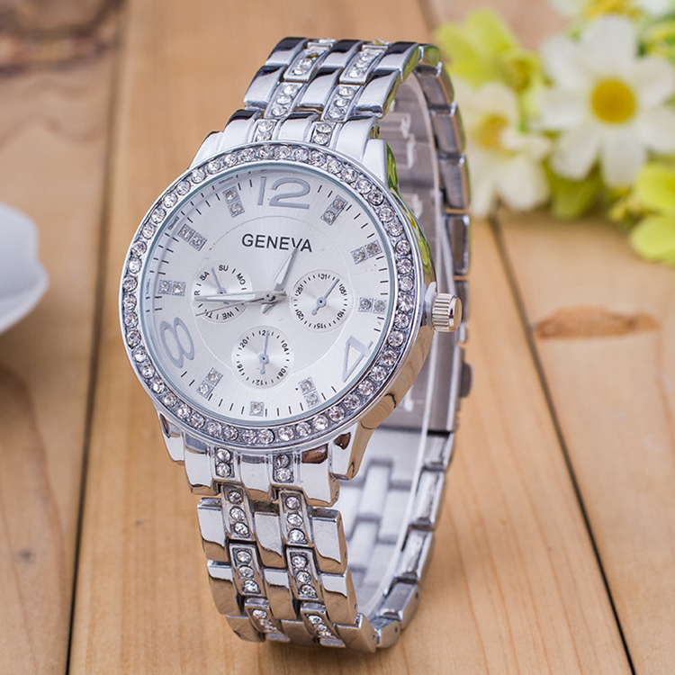 SB 012 Ladies Quartz Diamond Woman Silver Geneva Watch Men s Watches U Edragonmall